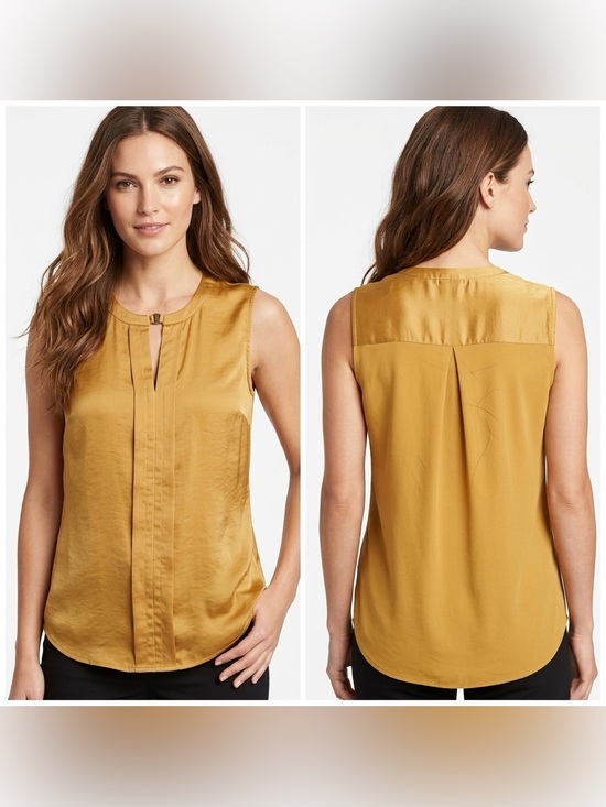 The Limited Tops - The Limited Women’s Mustard Yellow Sleeveless Keyhole Blouse Top Size Large